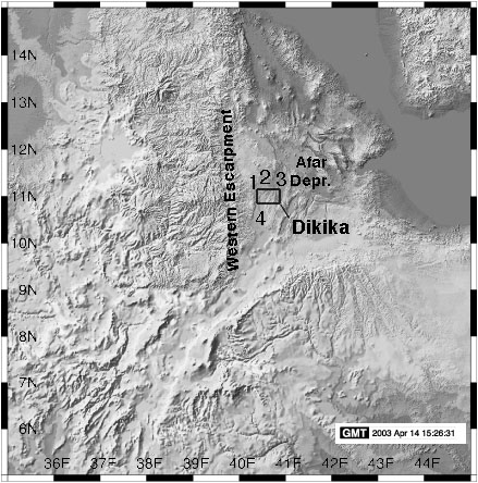 Location map of Dikika, Ethiopia